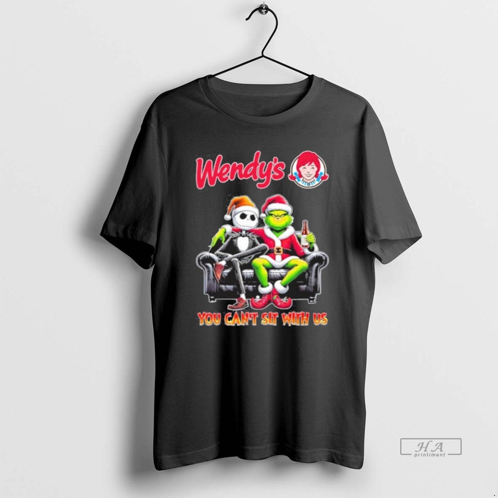 Official Trendy Wendys Logo Santa Jack And Grinch You Cant Sit With Us