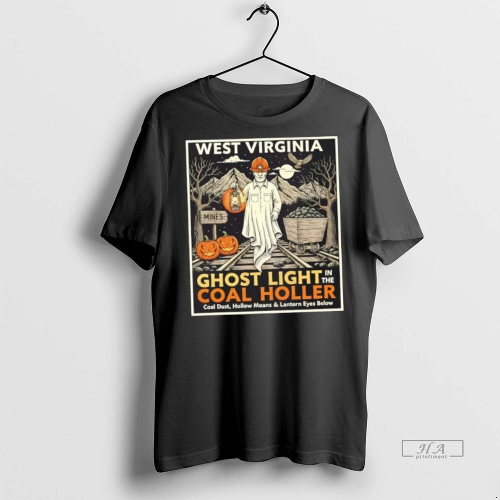 Official Trendy West Virginia Ghost Light In The Coal Holler Halloween Tee Sweater