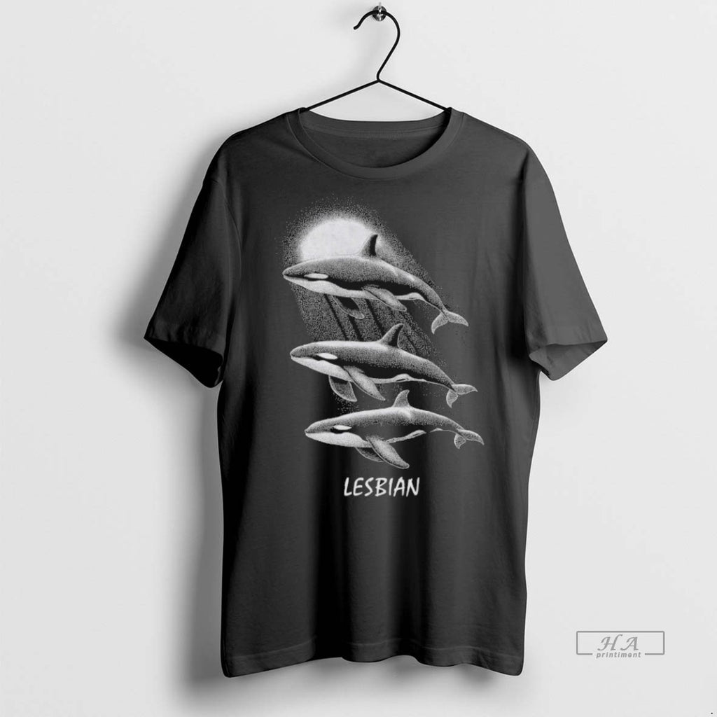 Official Trendy Whales Swimming In The Moonlight Lesbian Tee Sweater