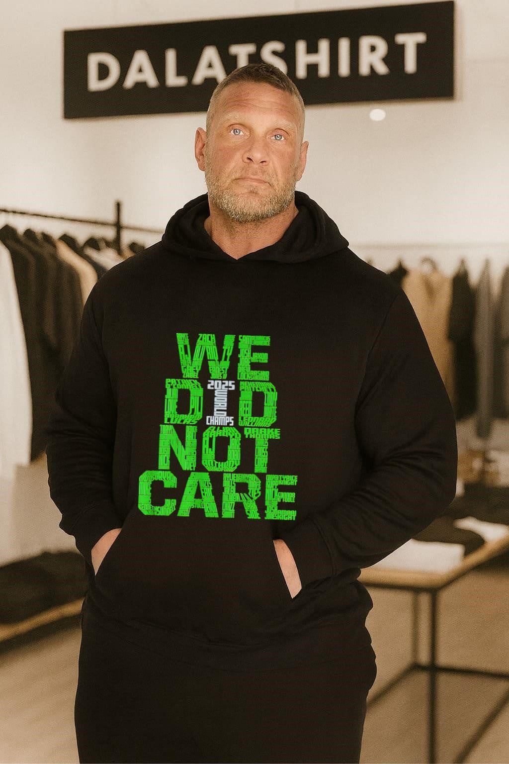 We Did Not Care 2025 World Champs Green Typography Names shirt