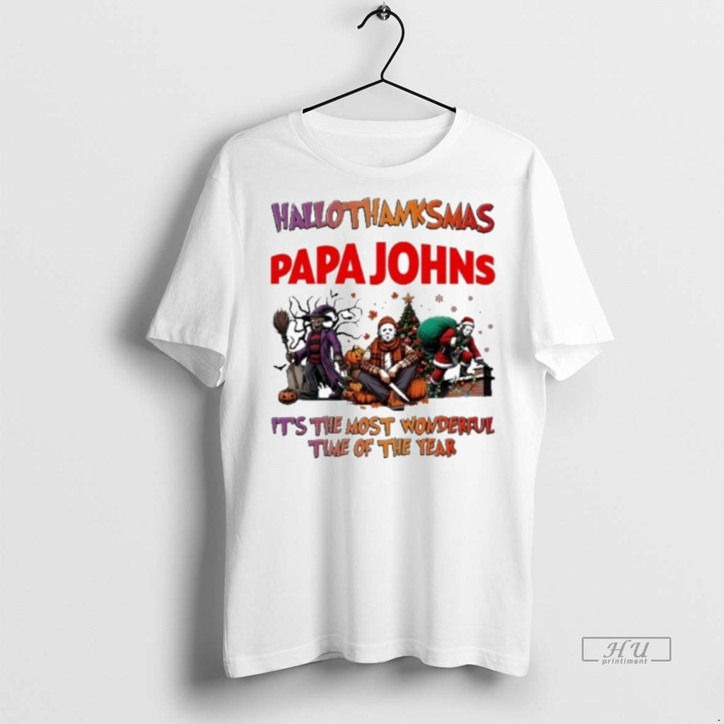 Officials 2025 Papa Johns Pizza Logo Hallothanksmas Horror Film Its The Most Wonderful Time Of