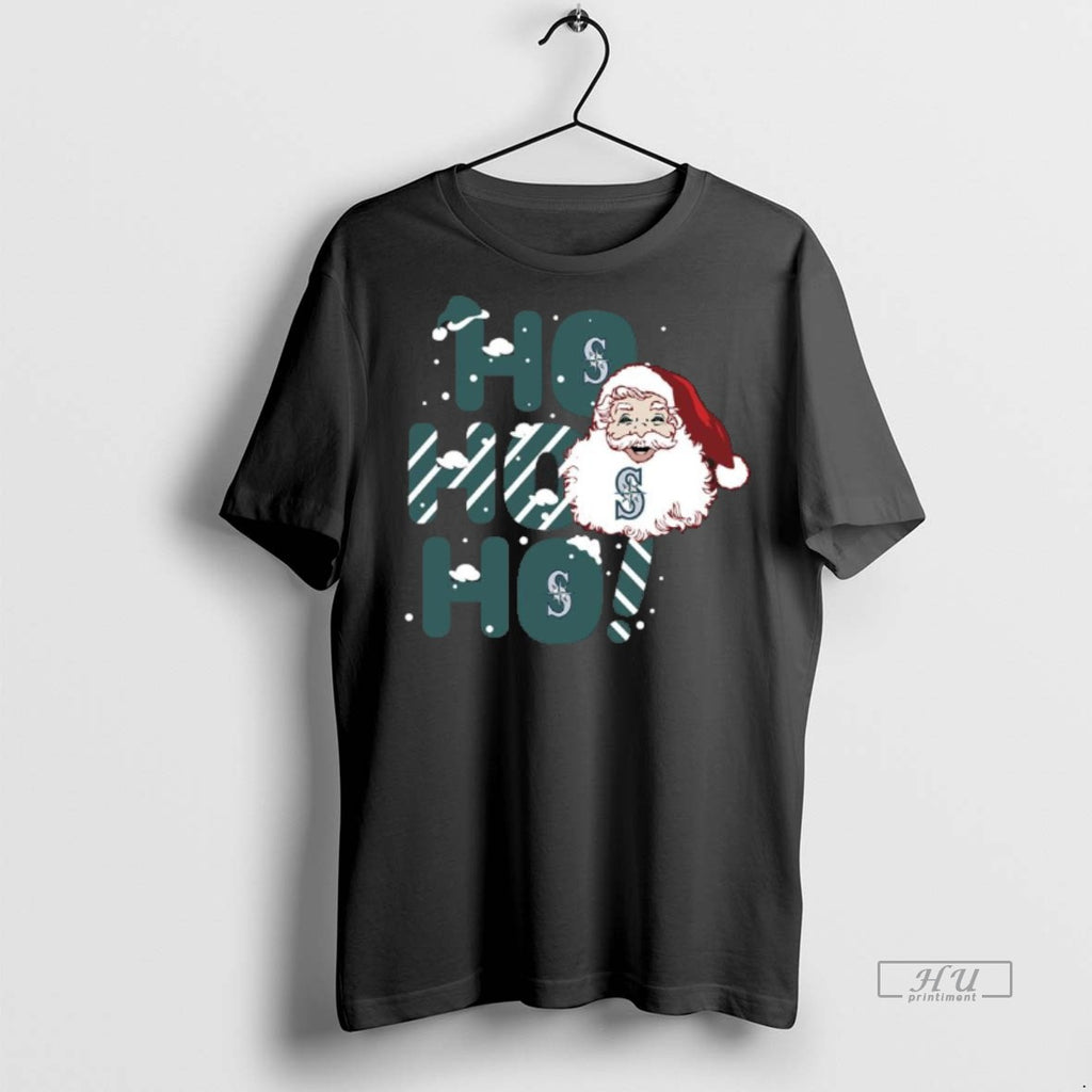 Officials 2025 Seattle Mariners Christmas Santa Ho Ho Ho Tee Shirt Sweater