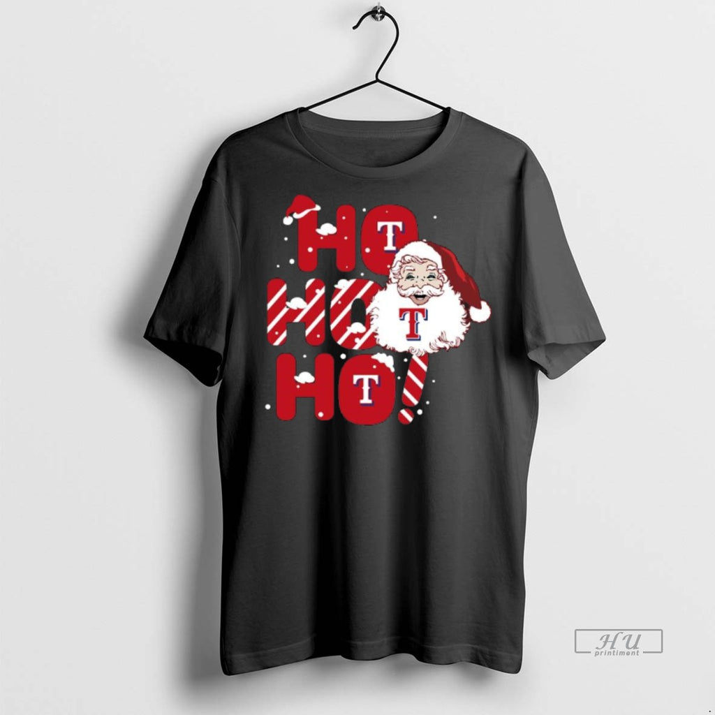 Officials 2025 Texas Rangers Christmas Santa Ho Ho Ho Tee Shirt Sweater