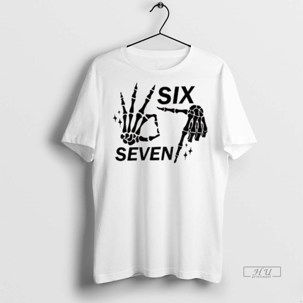 Officials 6 7 Meme Funny Skeleton Hands Halloween Tee Shirt Sweater