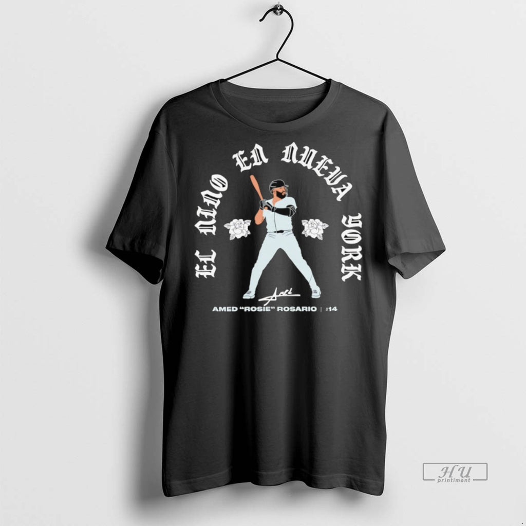 Officials Amed Rosie Rosario 14 New York Yankees El Nino En Nueva York Signature Tee