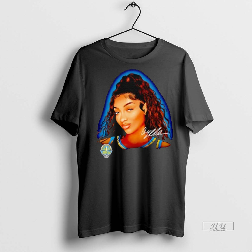 Officials Angel Reese Portrait Chicago Sky Basketball Signature Tee Shirt Sweater
