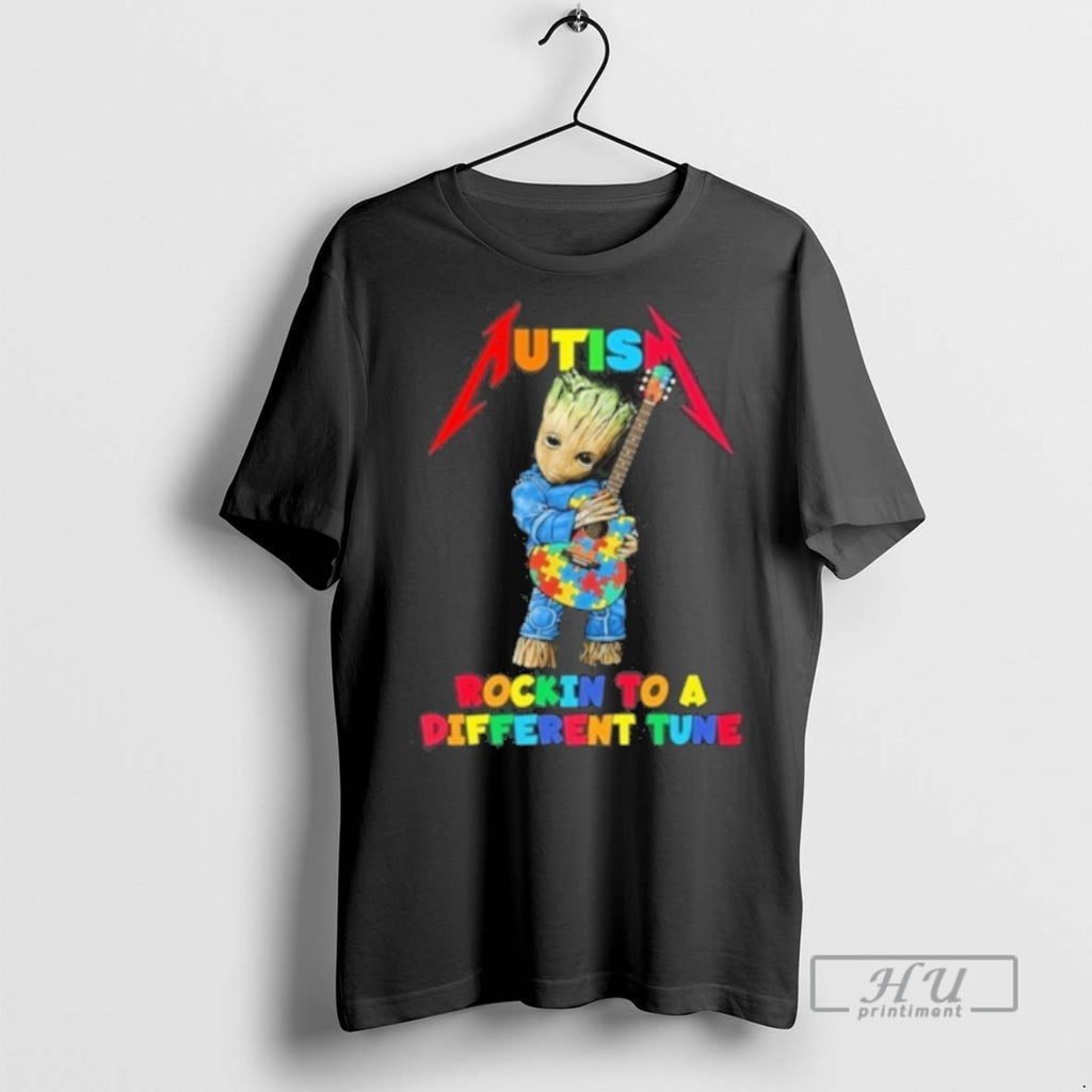 Officials Autism Groot Autism Rockin To A Different Tune T Shirts