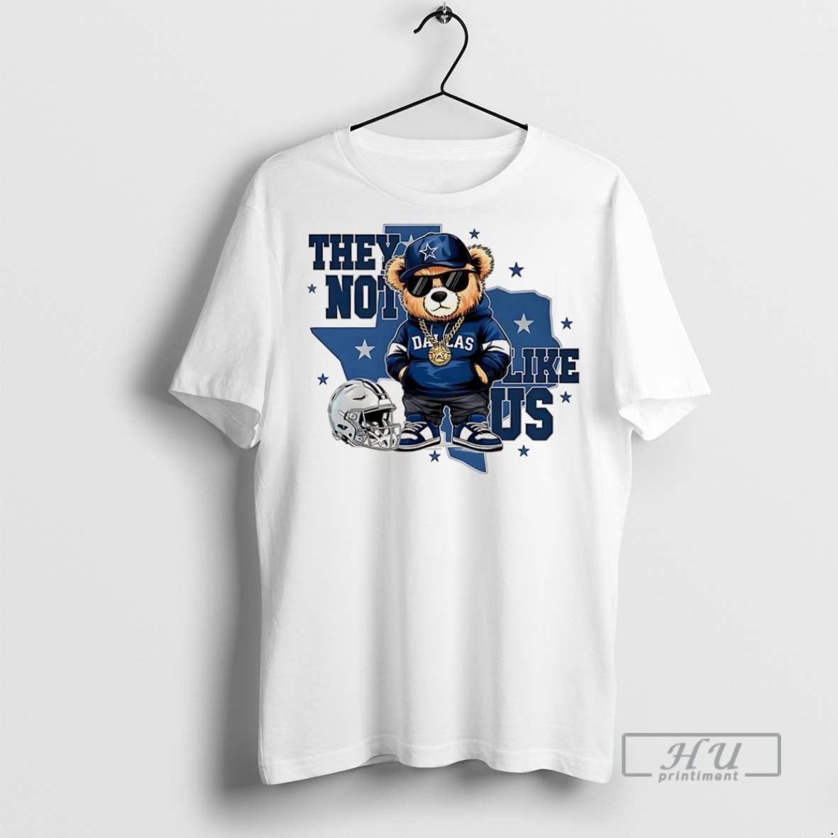 Officials Bear Dallas Cowboys Football They Not Like Us Helmet T Shirt