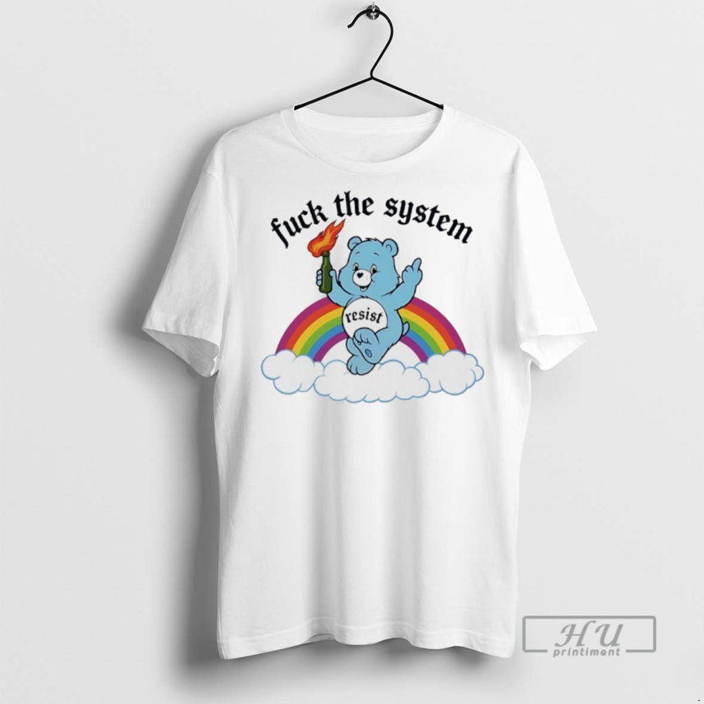 Officials Bear Fuck The System Resist Rainbow T Shirt