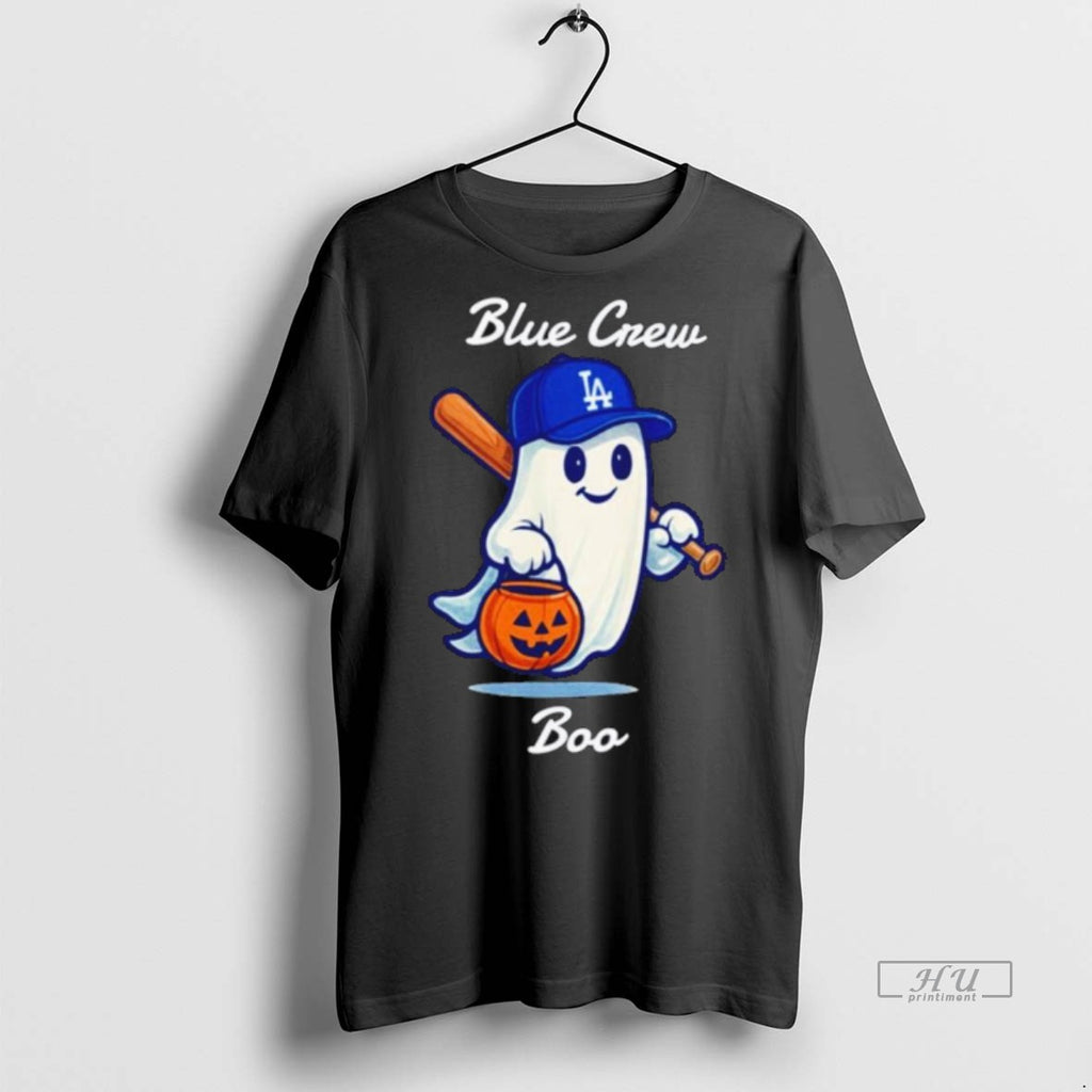 Officials Blue Crew Dodgers Happy Halloween Boo Ghost Tee Shirt Sweater
