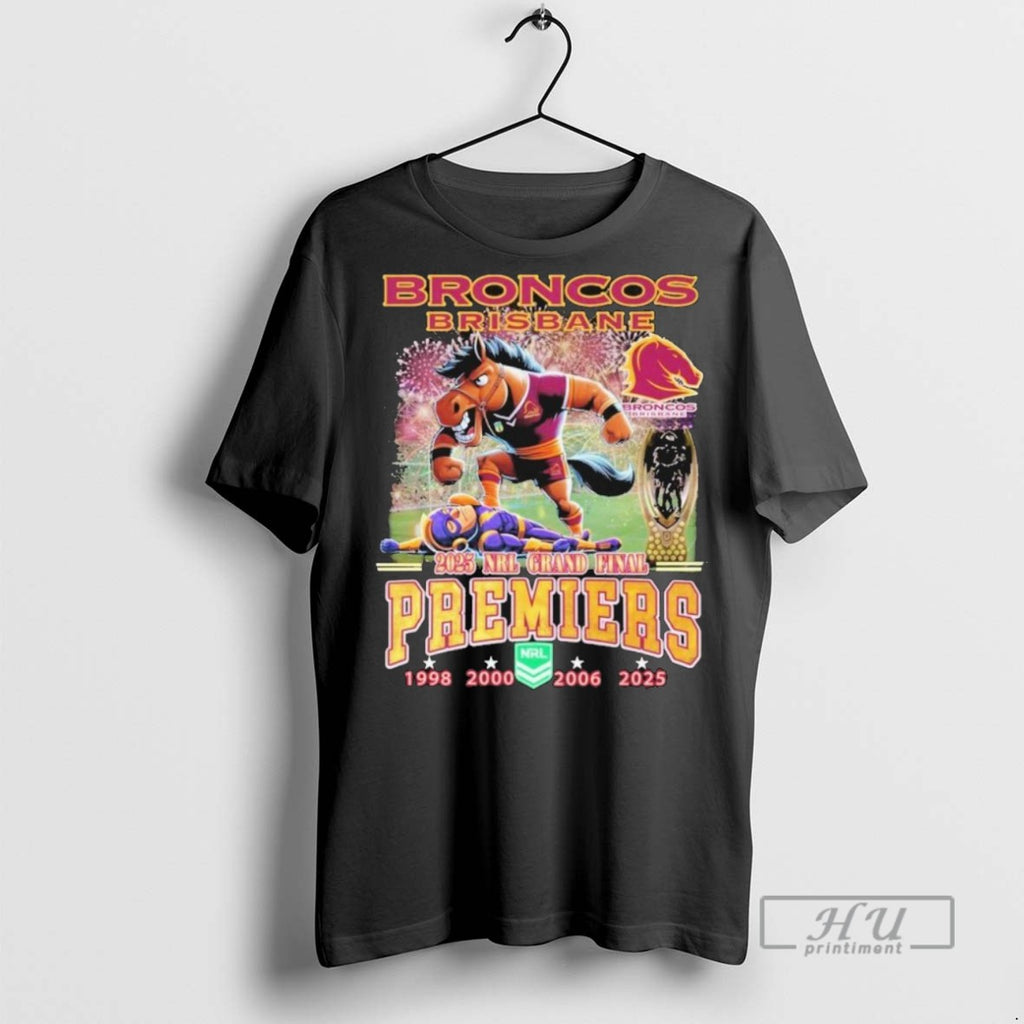 Officials Brisbane Broncos Stomp Melbourne Storm 2025 Nrl Grand Final Premiers Mascot T Shirt
