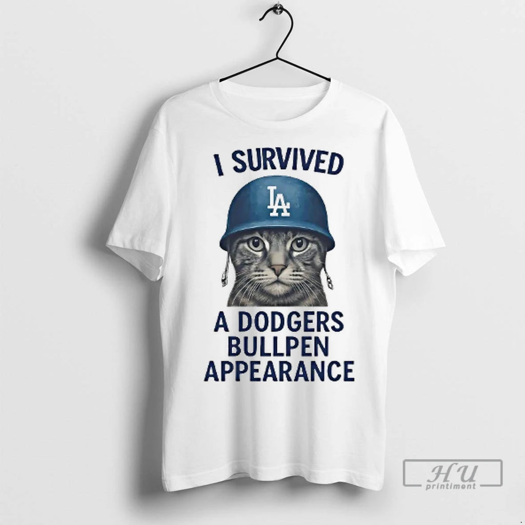 Officials Cat I Survived A Dodgers Bullpen Appearance T Shirt