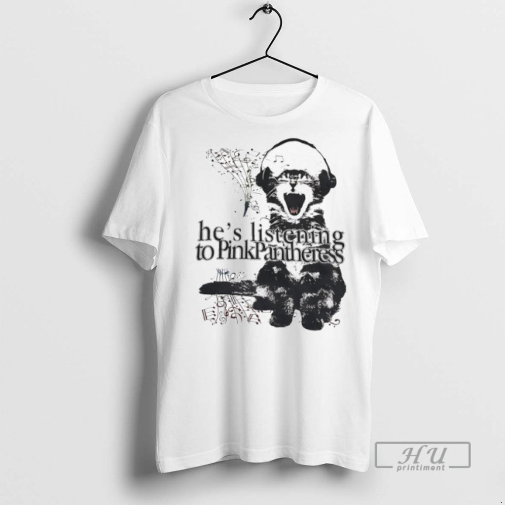 Officials Cat Hes Listening To Pinkpantheress T Shirt