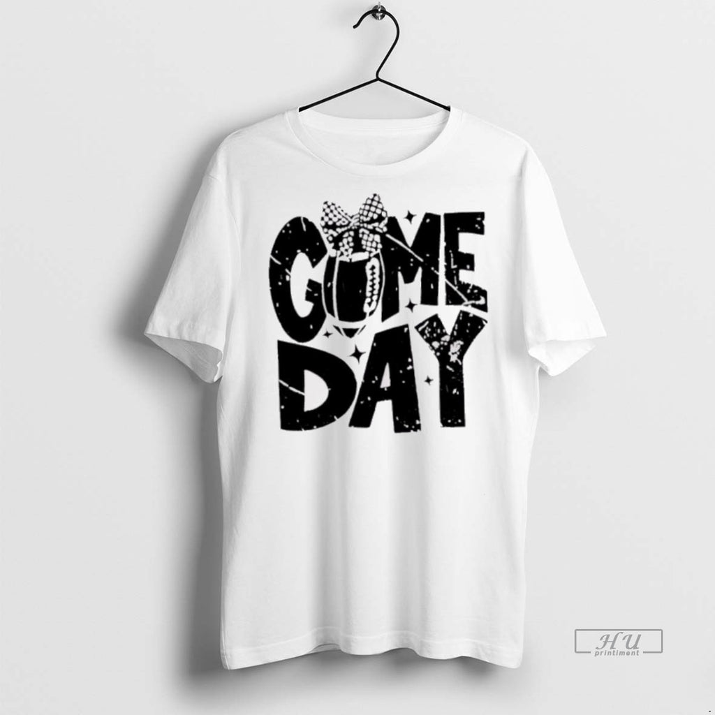 Officials Checkered Bow Football Game Day Tee Shirt Sweater