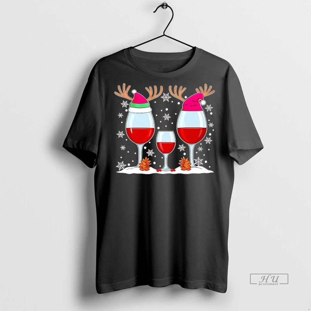 Officials Christmas Wine Glasses Reindeer Tee Shirt Sweater