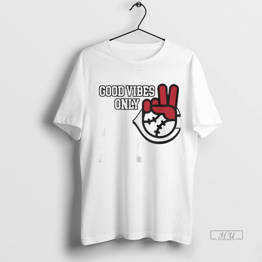 Officials Cincinnati Reds Good Vibes Only Peace Hand Tee Shirt Sweater