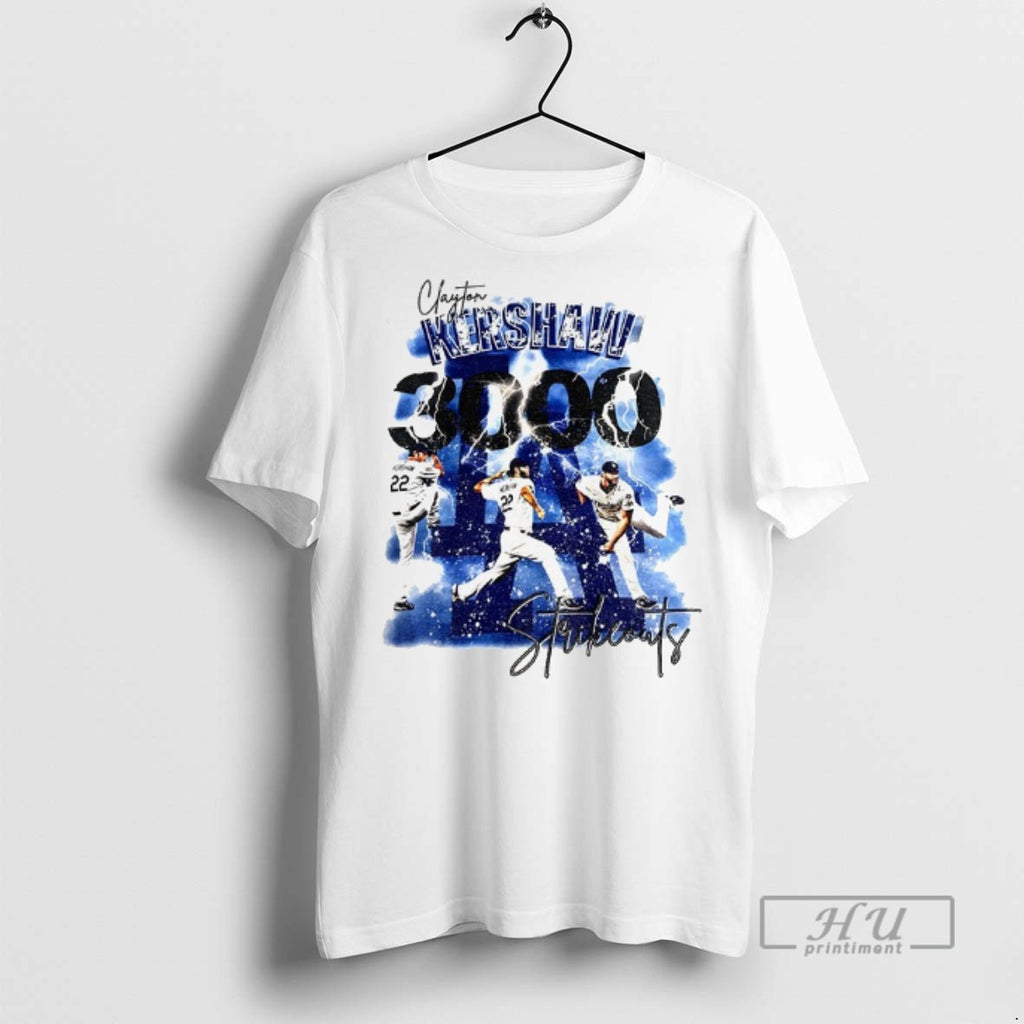 Officials Clayton Kershaw 3000 Strikeouts Los Angeles Dodgers Mlb Baseball Graphic Vintage T Shirts