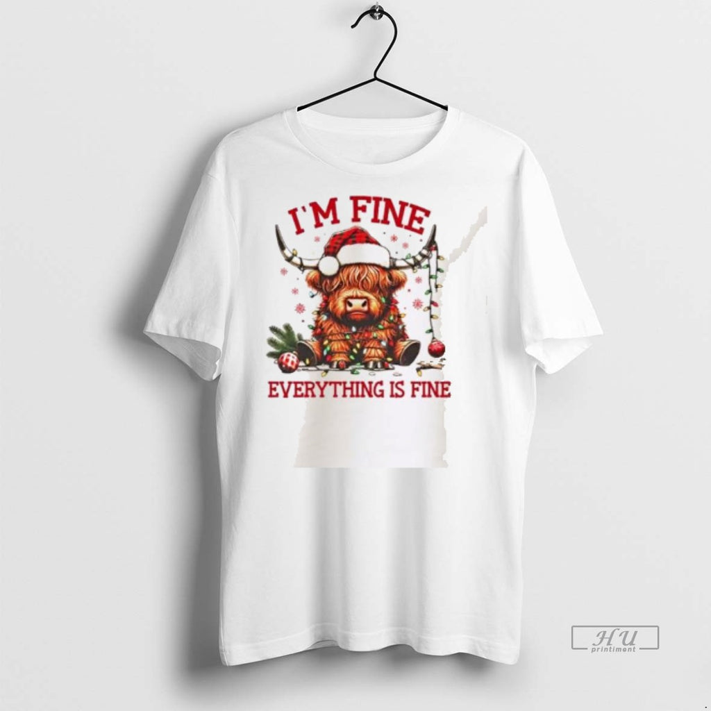 Officials Cow Im Fine Everything Is Fine Christmas Lights Tee Shirt Sweater