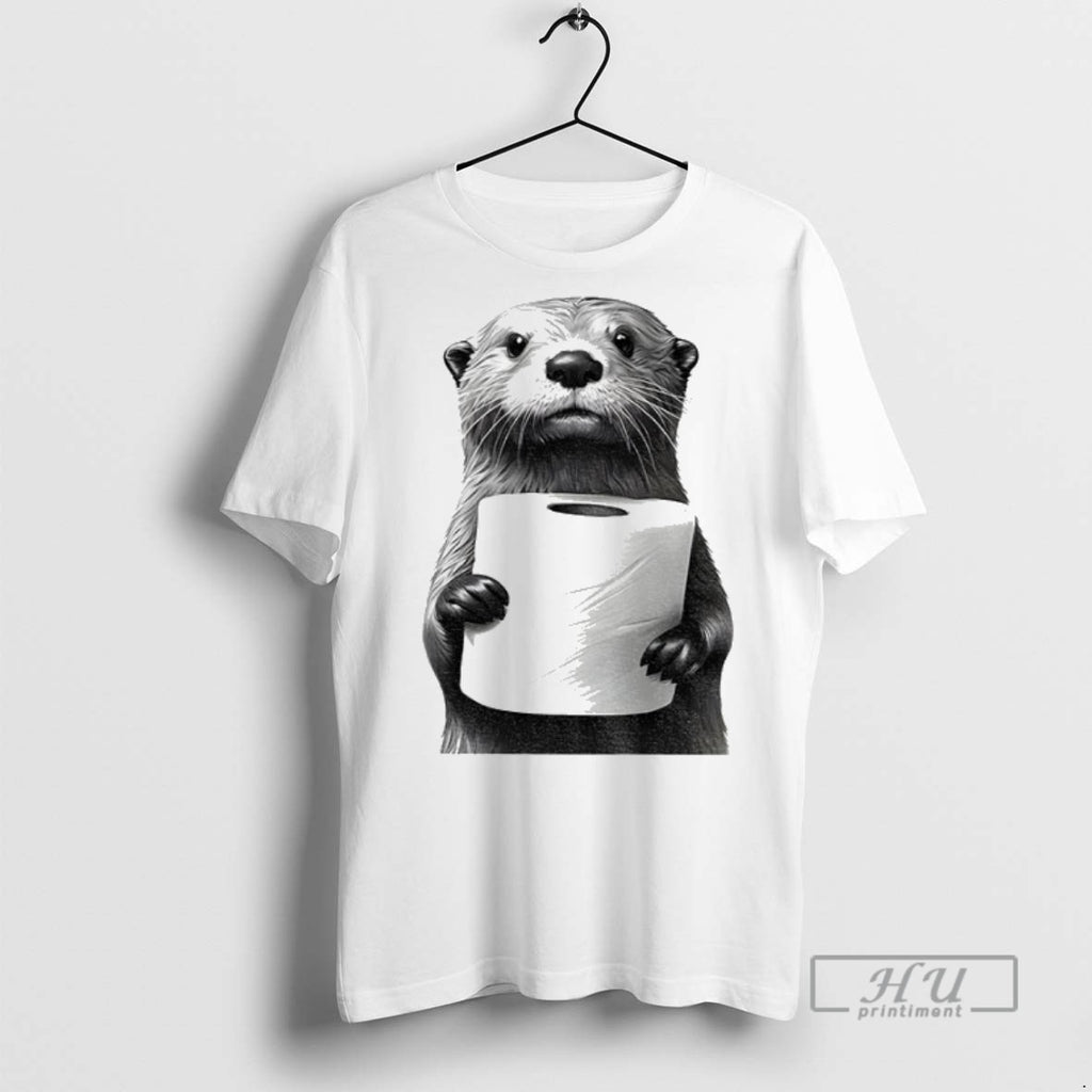Officials Cute Otter Holding Toilet Paper Funny Meme T Shirt Sweatshirt Hoodies