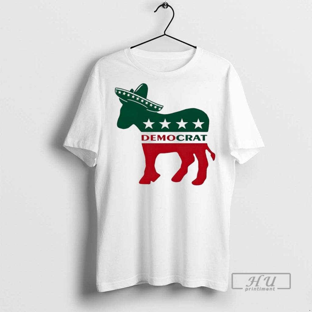 Officials Democrat Donkey Republic Wearing Mexican Hat Cinco De Mayo T Shirt