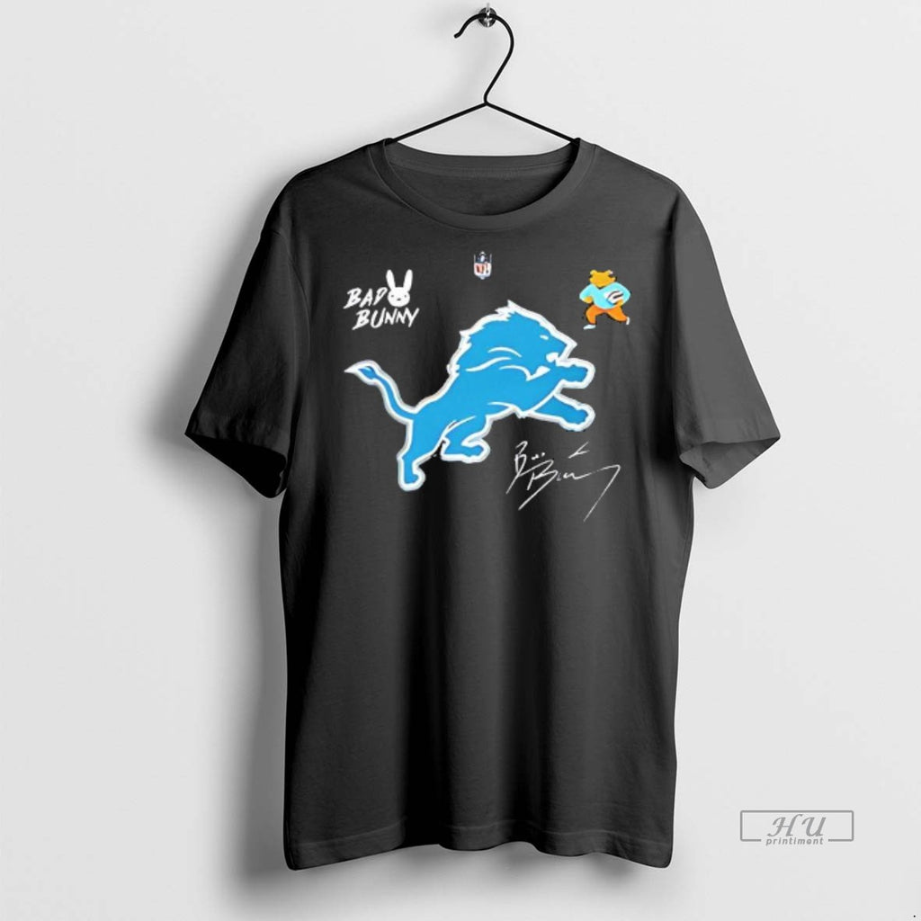 Officials Detroit Lions X Bad Bunny Benito Mascot Signature Tee Shirt Sweater