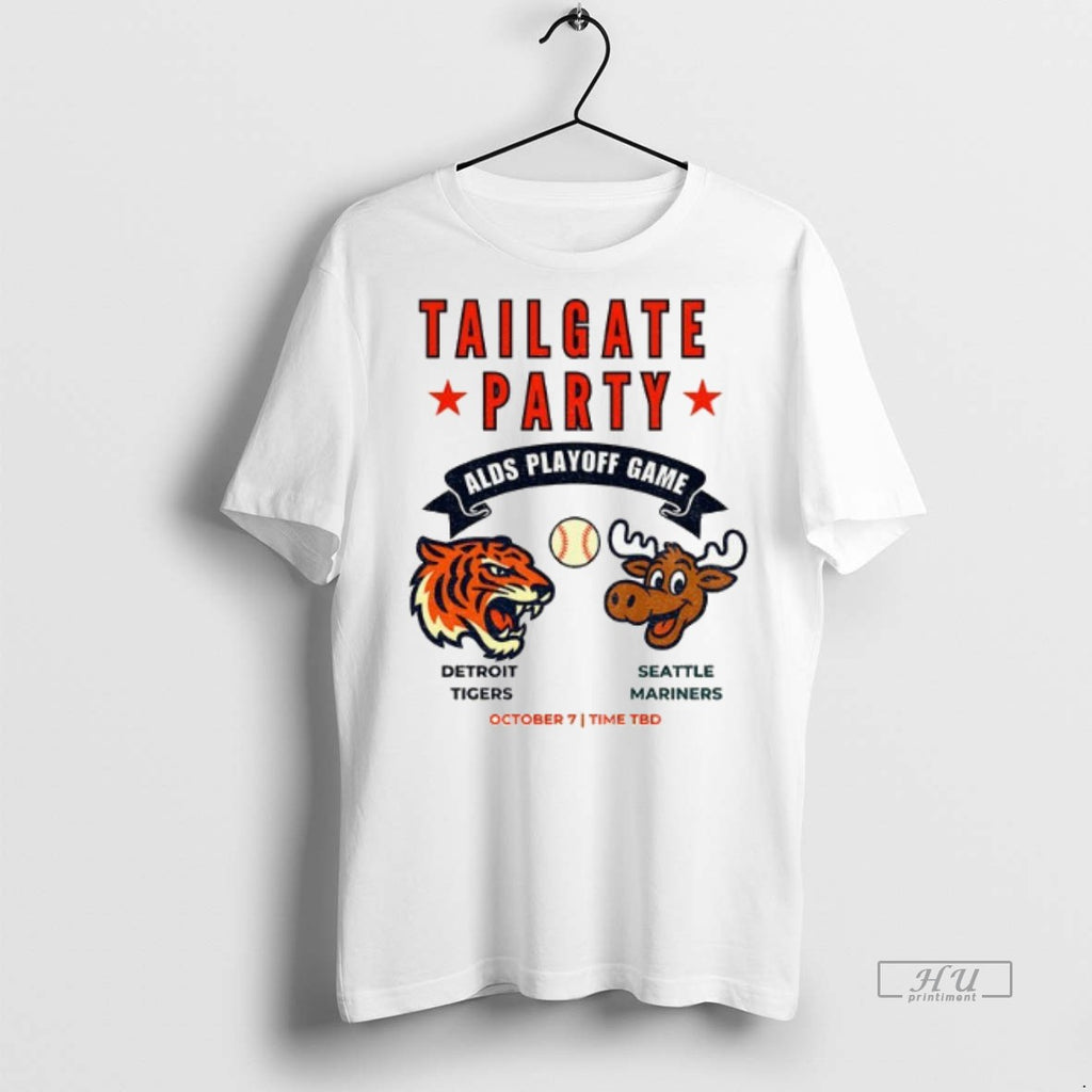 Officials Detroit Tigers Vs Seattle Mariners Alds Tailgate Party Playoff Game Mlb World Series Tee
