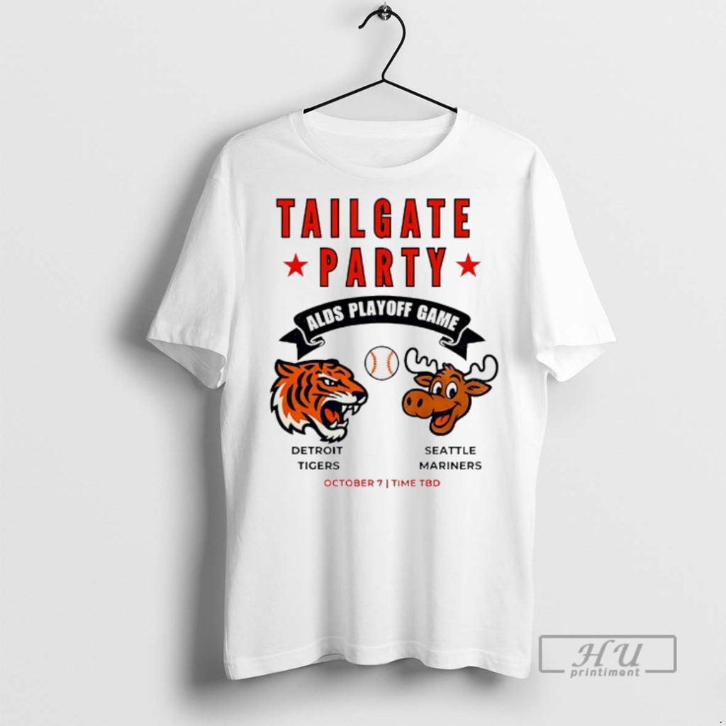 Officials Detroit Tigers Vs Seattle Mariners Alds Tailgate Party Playoff Game T Shirts