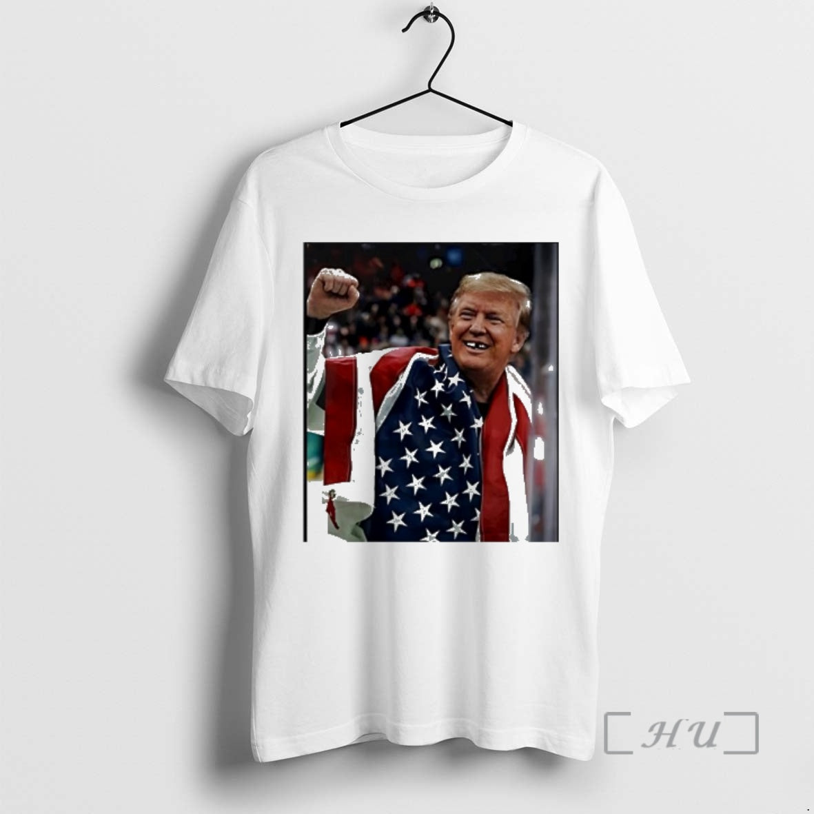 Officials Donald Trump American Flag Fist Up Hockey Player Teeth