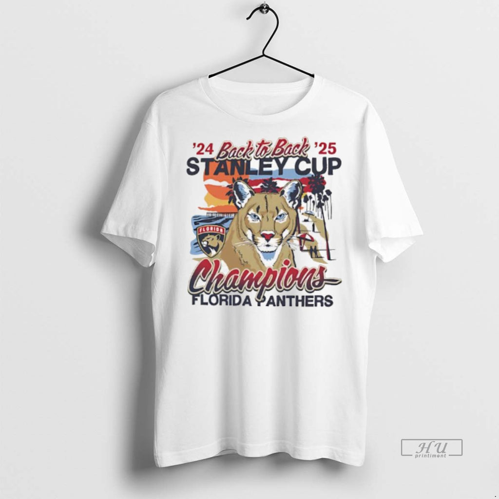 Officials Florida Panthers 47 Cream Back To Back Florida Sunset Franklin Graphic Tee Shirt Sweater