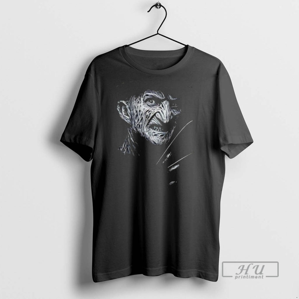 Officials Freddy Krueger Horror Character Big Face Halloween T Shirts