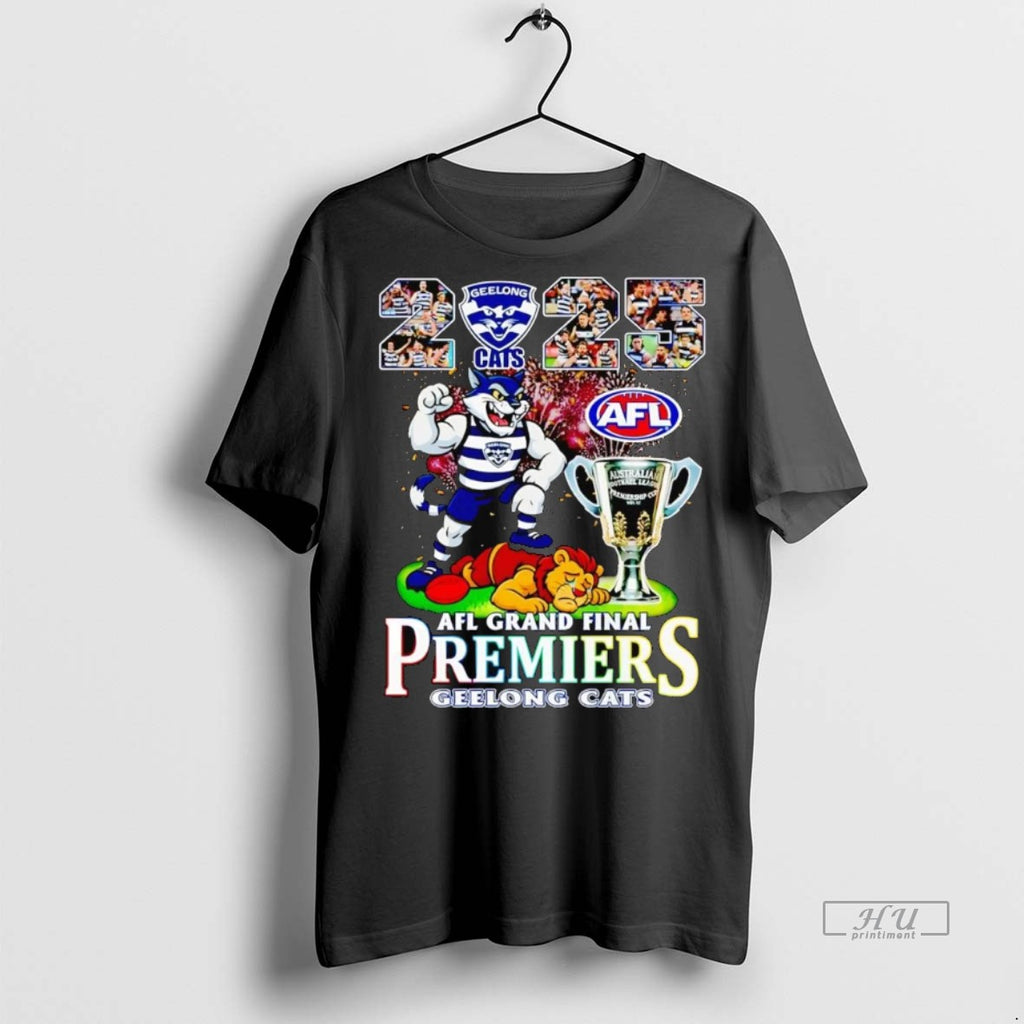 Officials Geelong Cats 2025 Afl Grand Finals Premiers Mascot Trophy T Shirt Sweater