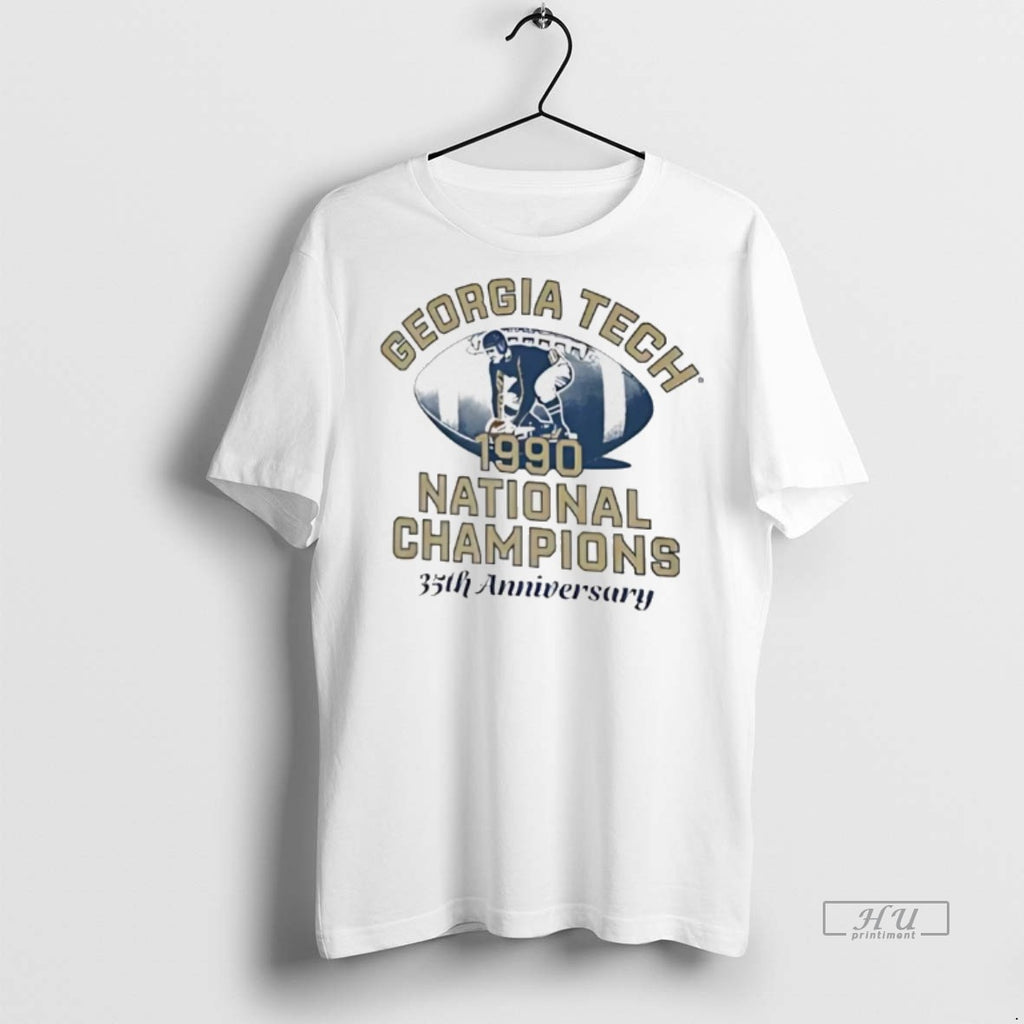 Officials Georgia Tech Yellow Jackets 1990 National Champs Anniversary Tee Shirt Sweater