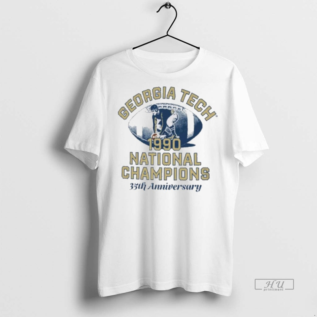 Officials Georgia Tech Yellow Jackets 1990 National Champs Anniversary Retro Tee Shirt Sweater