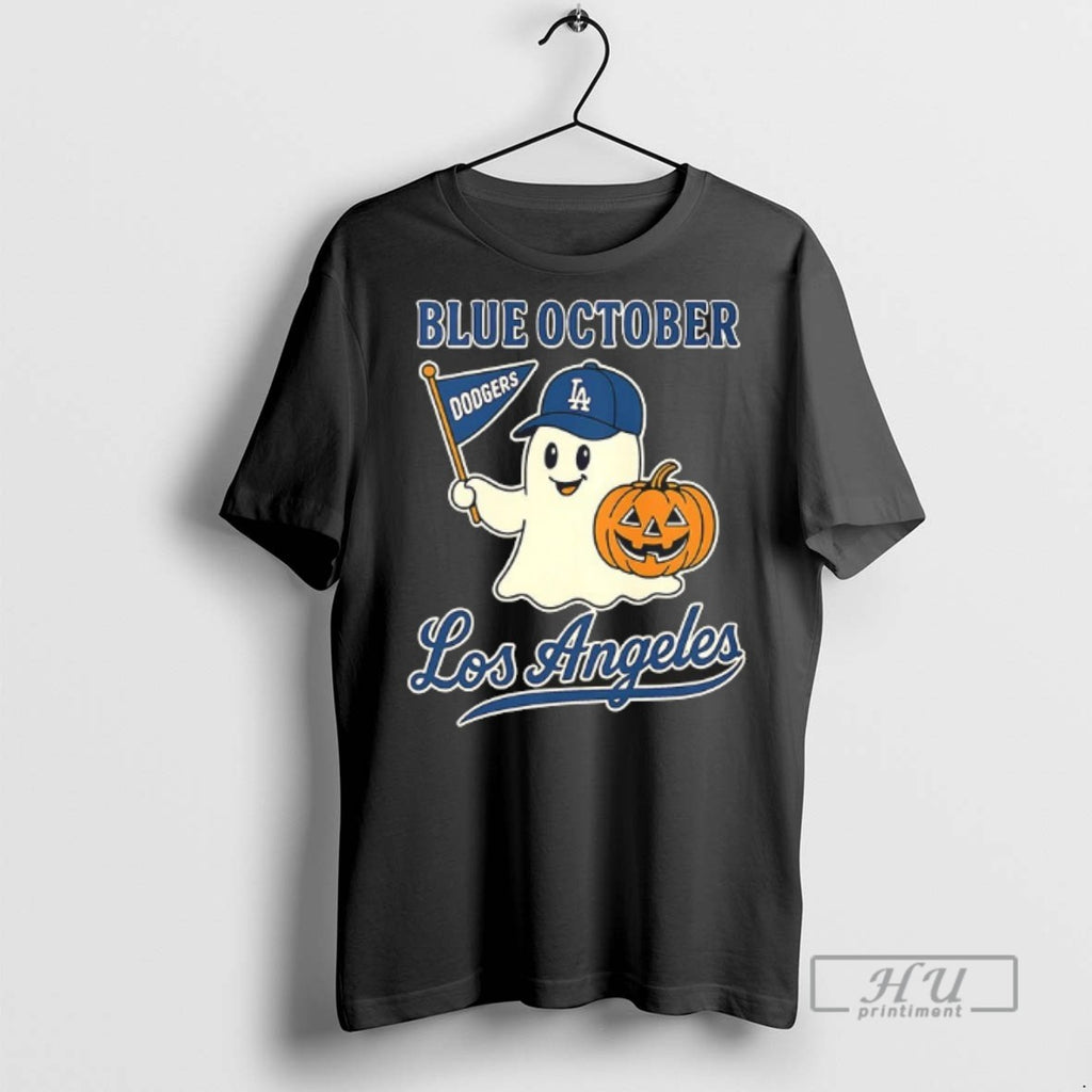 Officials Ghost Blue October Los Angeles Dodgers Halloween 2025 T Shirt