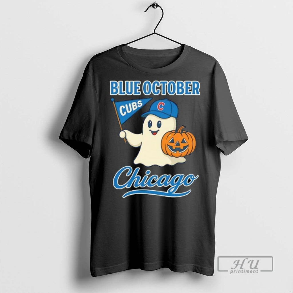 Officials Ghost Chicago Cubs Baseball Blue October Halloween T Shirt