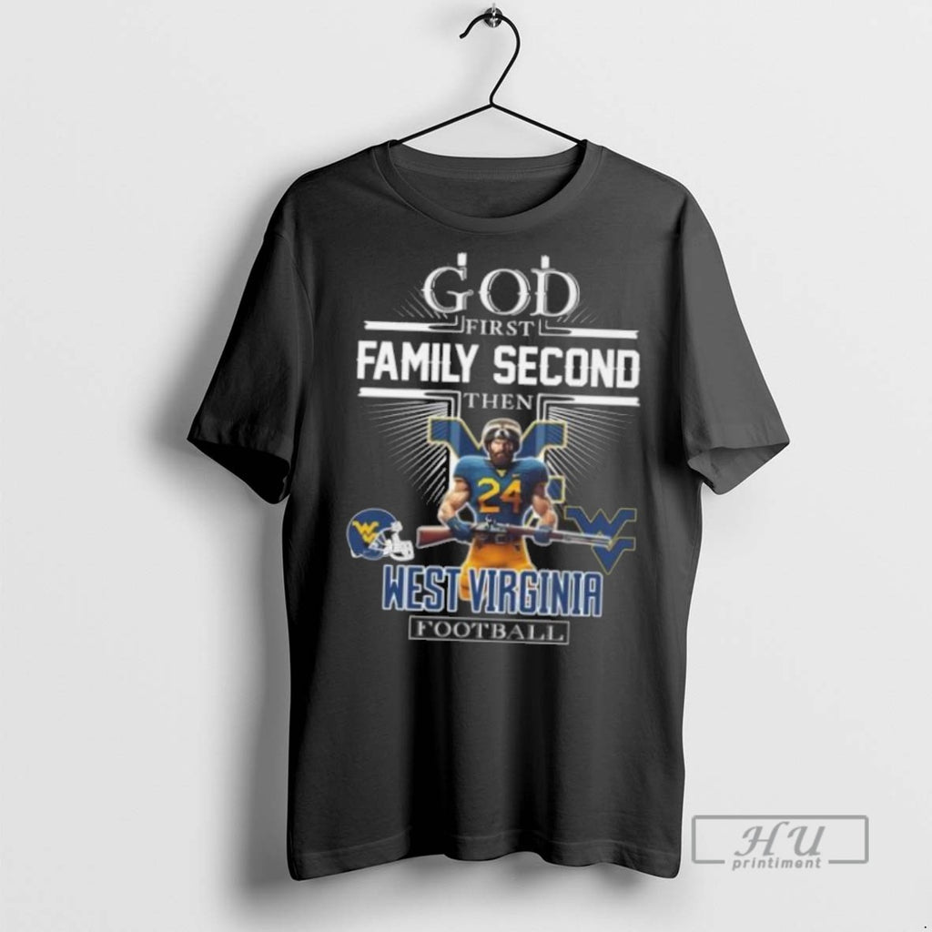 Officials God First Family Second Then West Virginia Mountaineers Football Mascot 2025 T Shirt