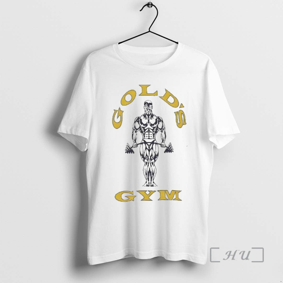 Officials Golds Gym Bodybuilding Man Holding Heavy Barbell Weights