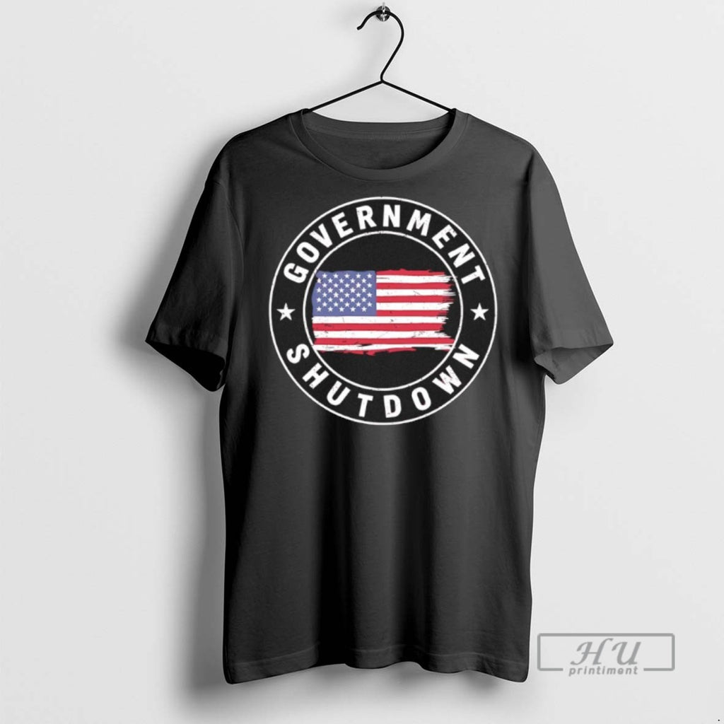 Officials Government Shutdown American Flag Logo T Shirt