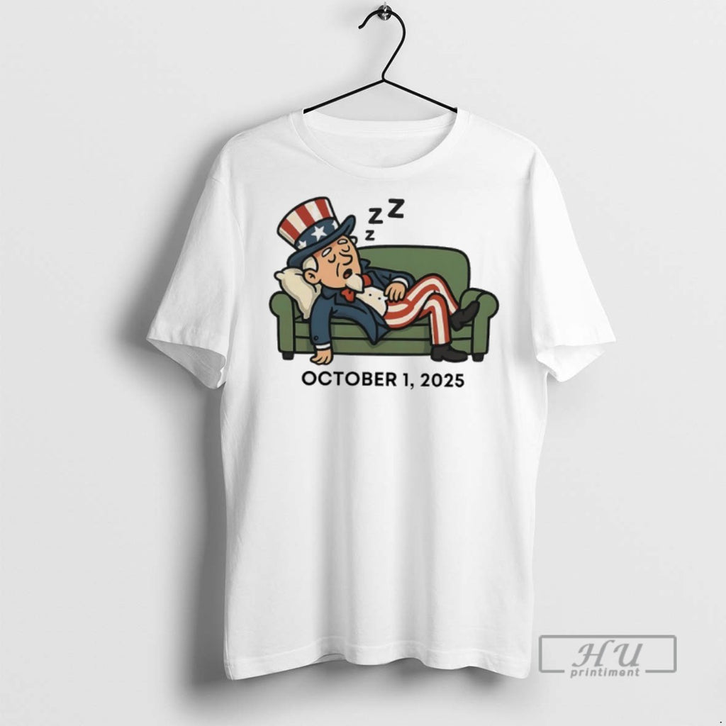 Officials Government Shutdown October 1 2025 Uncle Sam T Shirts