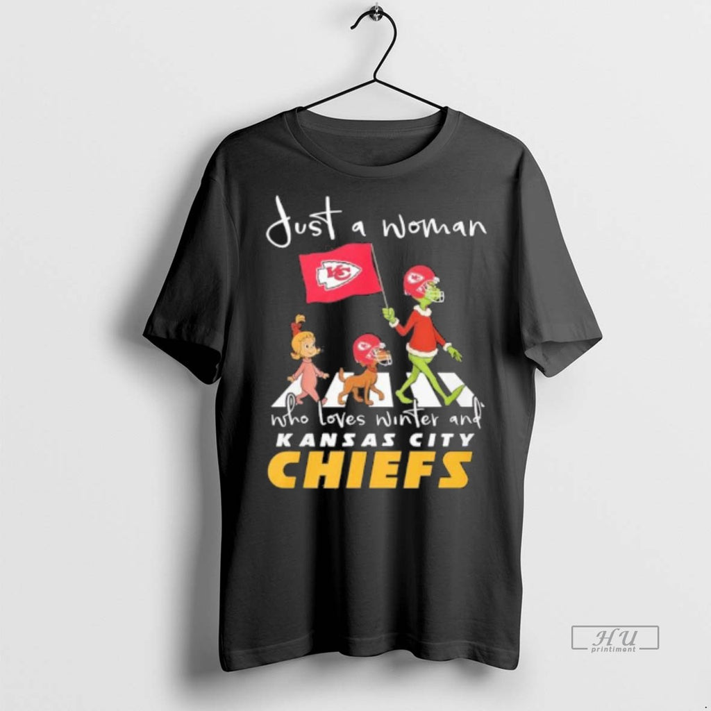 Officials Grinch And Max Just A Woman Who Loves Winter And Kansas City Chiefs Tee