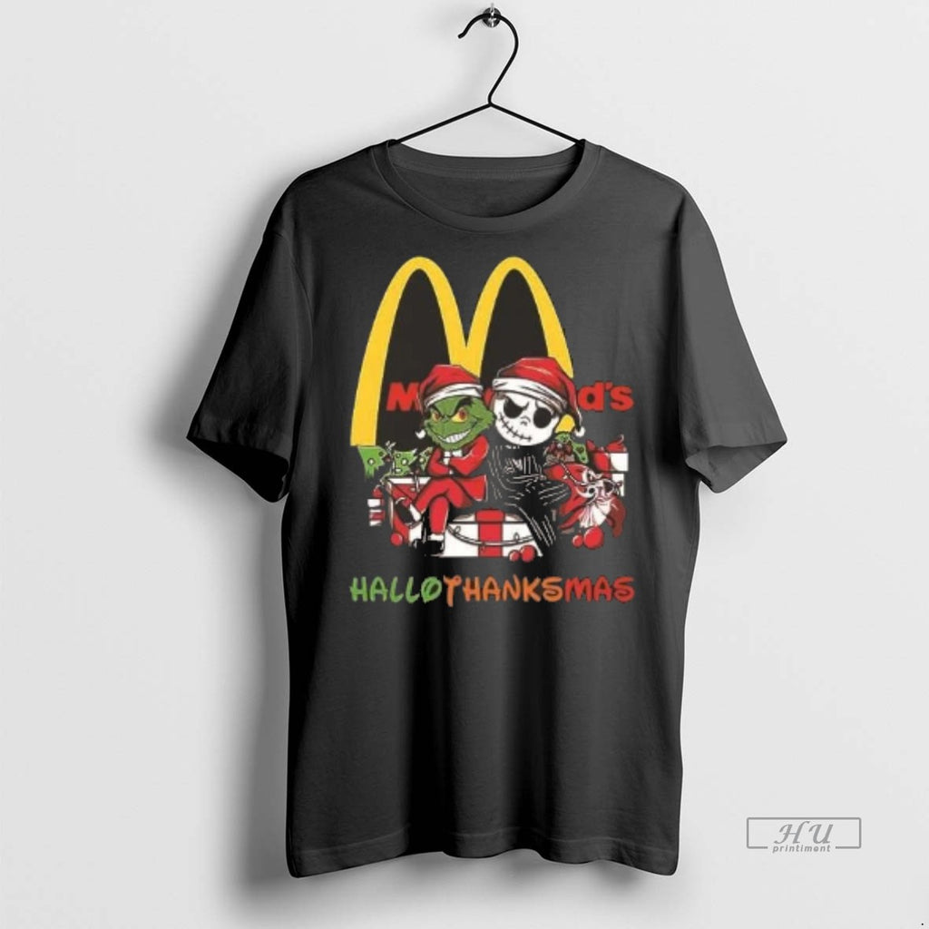 Officials Grinch And Jack Skellington Mcdonalds Hallothanksmas 2 Sided Shirt Sweater