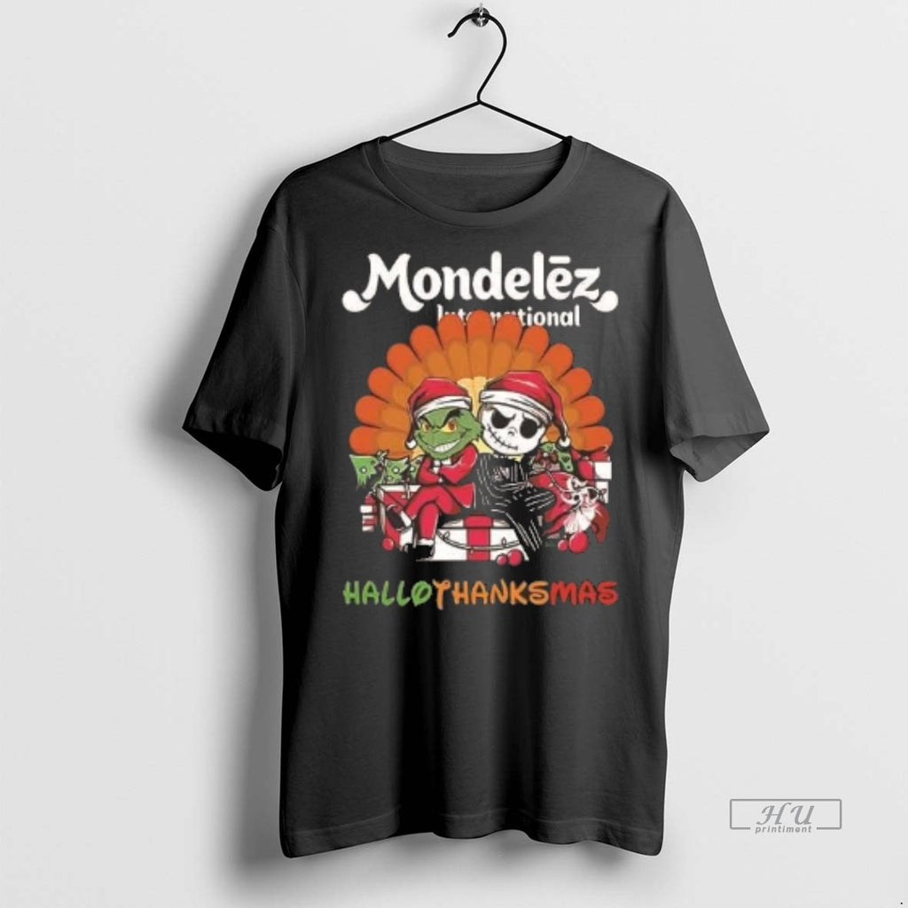 Officials Grinch And Jack Skellington Mondelez International Hallothanksmas 2 Sided Shirt Sweater