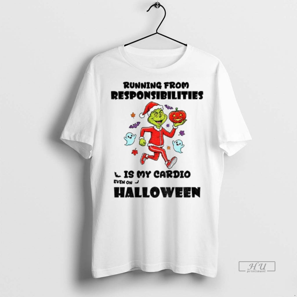 Officials Grinch Ghost Running From Responsibilities Is My Cardio Even On Halloween Tee Shirt Sweater