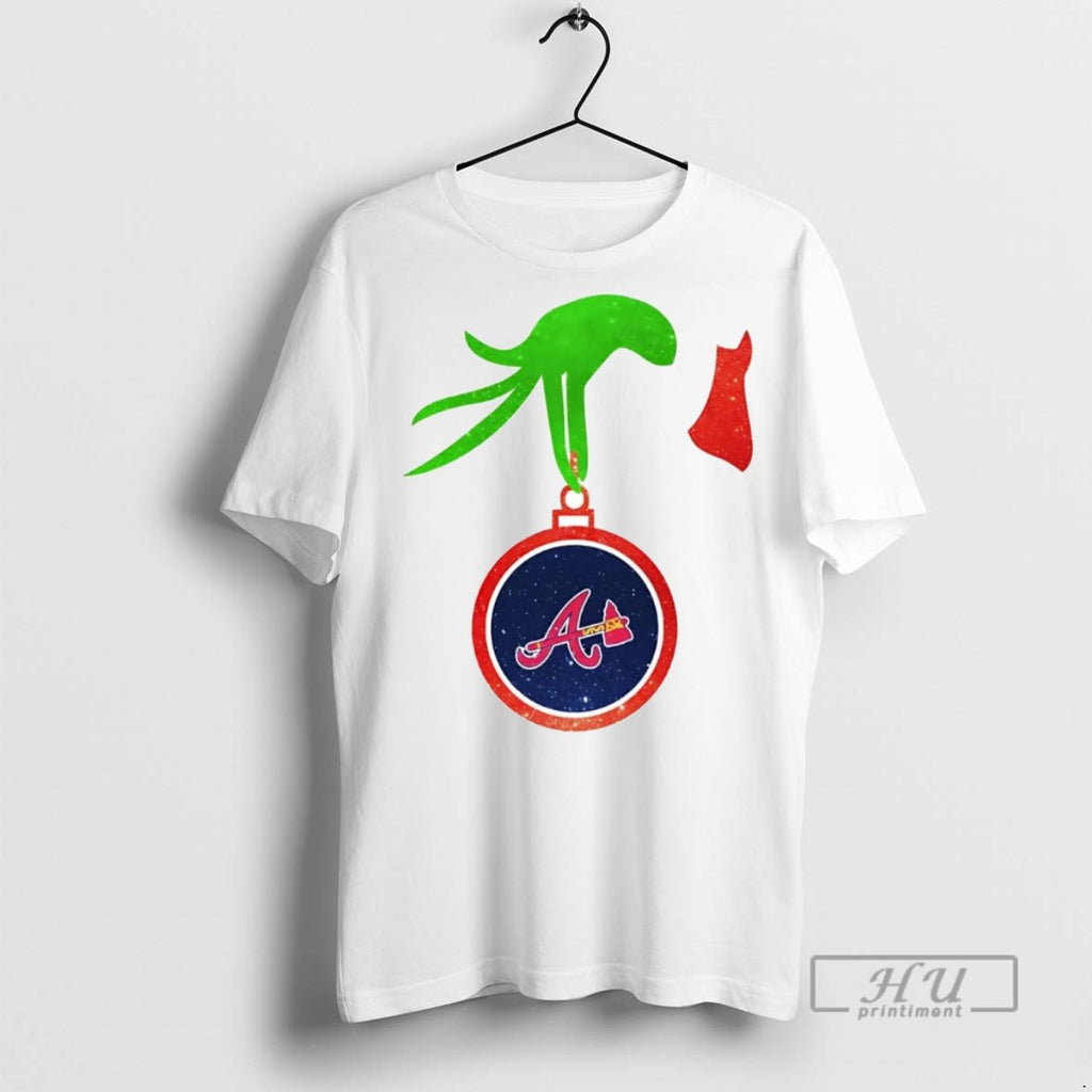 Officials Grinch Hand Holding Atlanta Braves Christmas T Shirt