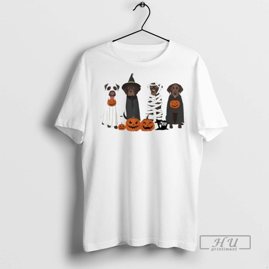 Officials Halloween Brown Labrador Ghost Spooky Chocolate Lab Dog Mama T Shirt