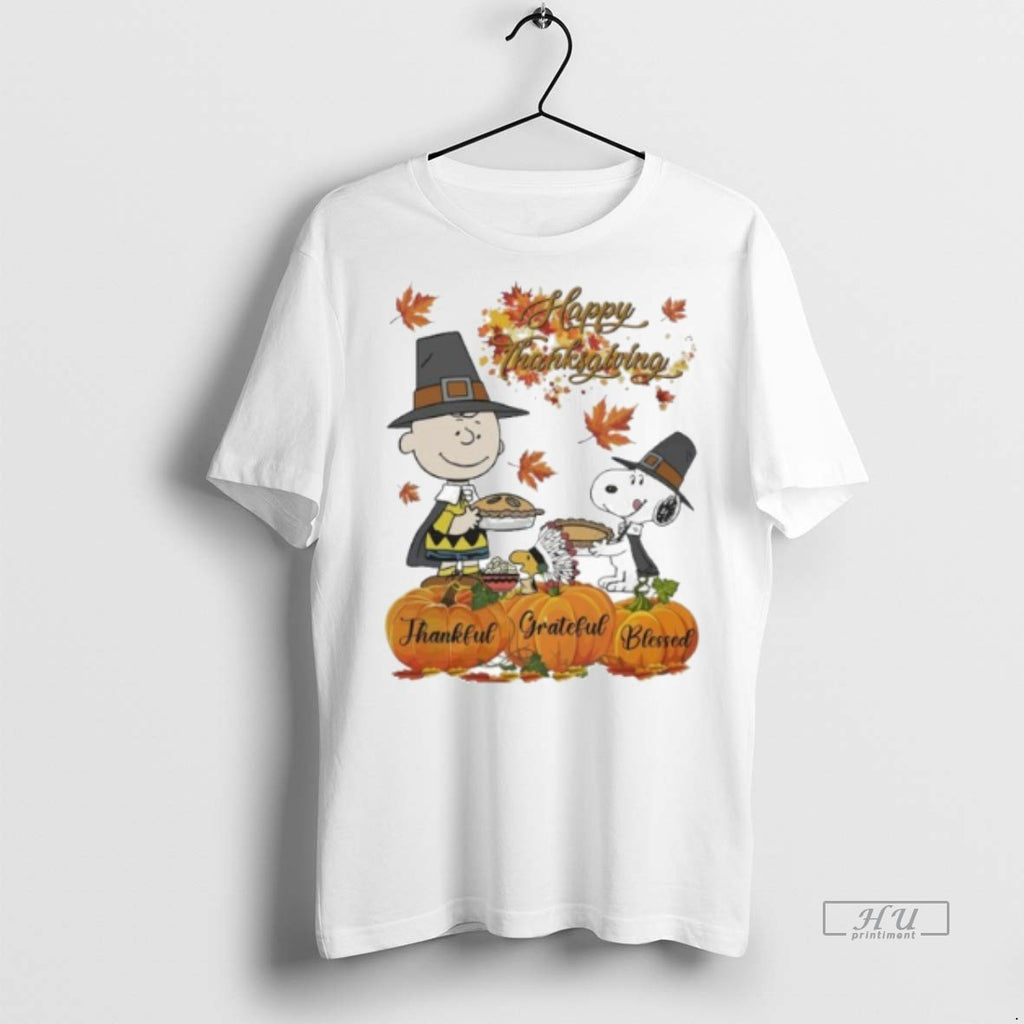 Officials Happy Thanksgiving Peanuts Thankful Grateful Blessed Tee Shirt Sweater