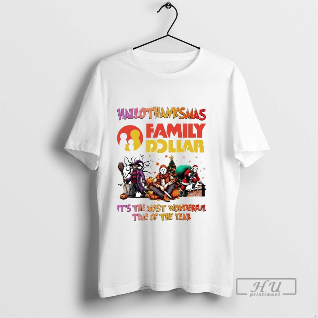 Officials Horror Movies Family Dollar Hallothanksmas Its The Most Wonderful Time T Shirt