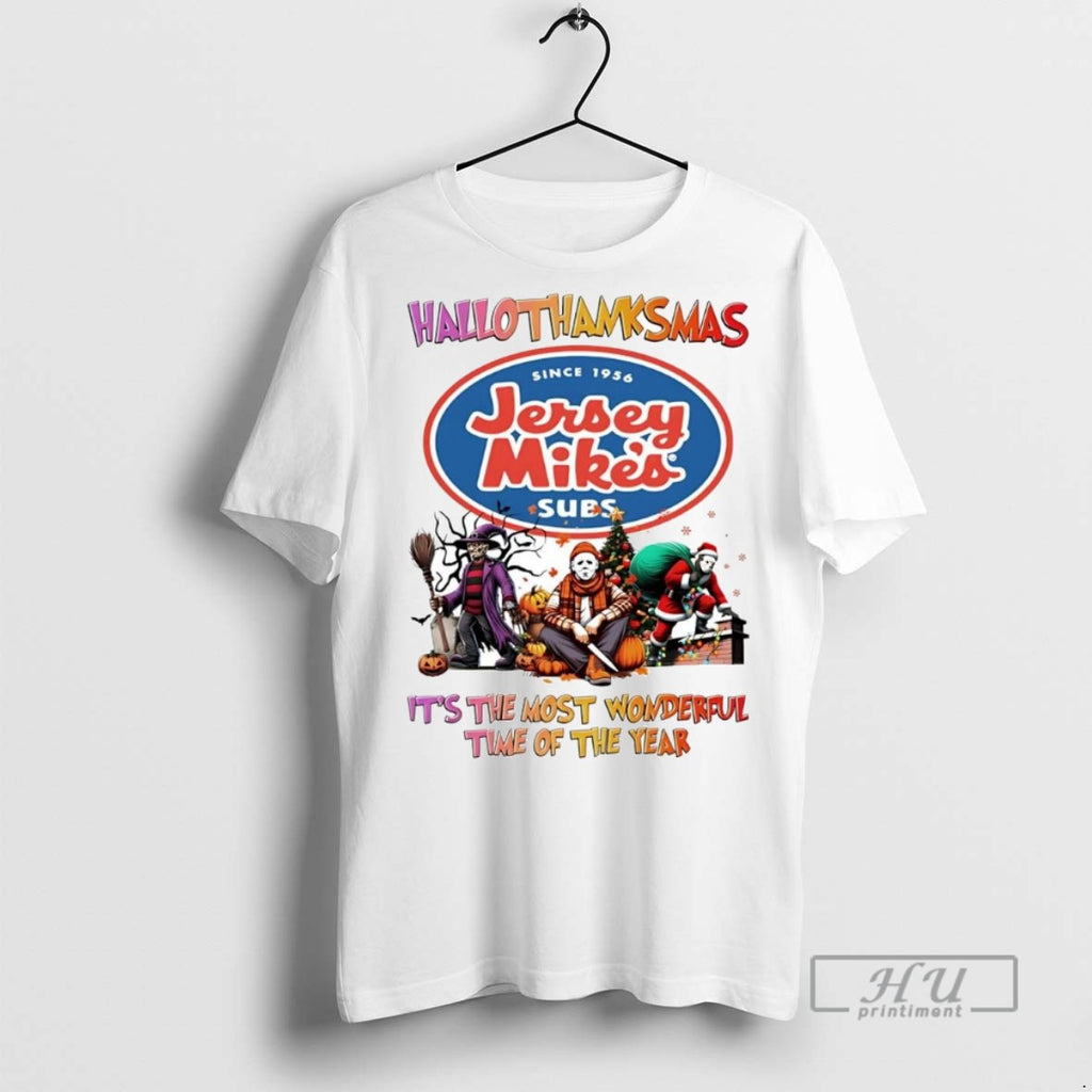 Officials Horror Movies Jersey Mikes Subs Hallothanksmas Its The Most Wonderful Time T Shirt