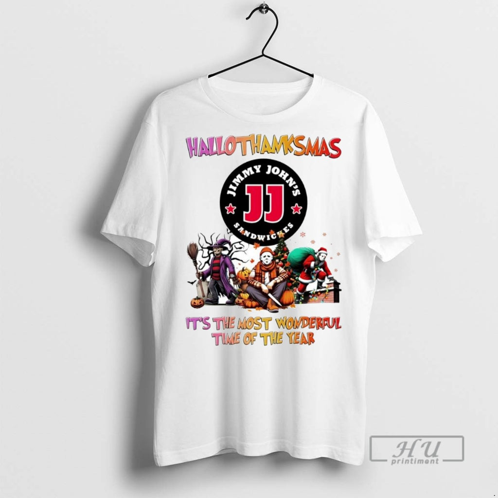 Officials Horror Movies Jimmy Johns Hallothanksmas Its The Most Wonderful Time T Shirt