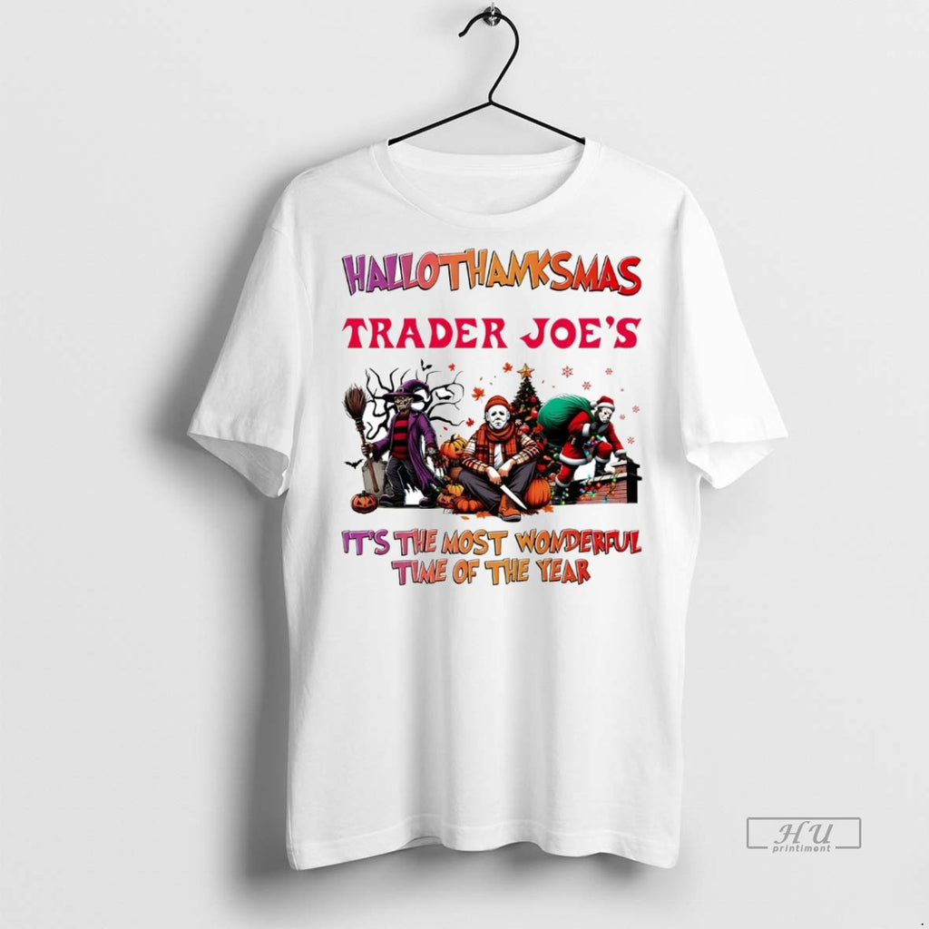 Officials Horror Movies Trader Joes Hallothanksmas Its The Most Wonderful Time Tee Shirt Sweater